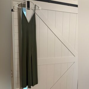 Olive Green Sleeveless Dress with Slit